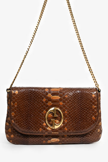Gucci Brown Python '1973' Shoulder Bag