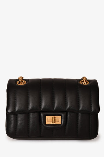 Chanel™ Black Leather Vertical Quilted 2.55 Mini Flap