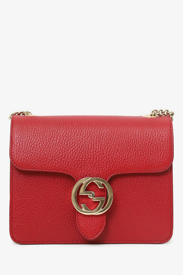 Gucci Red Leather Interlocking G Small Dollar CroESbody Bag