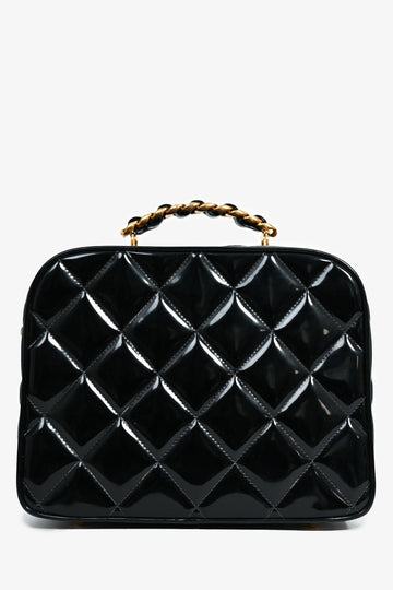 Chanel™ 1994-96 Black Patent Leather Large Vanity Case
