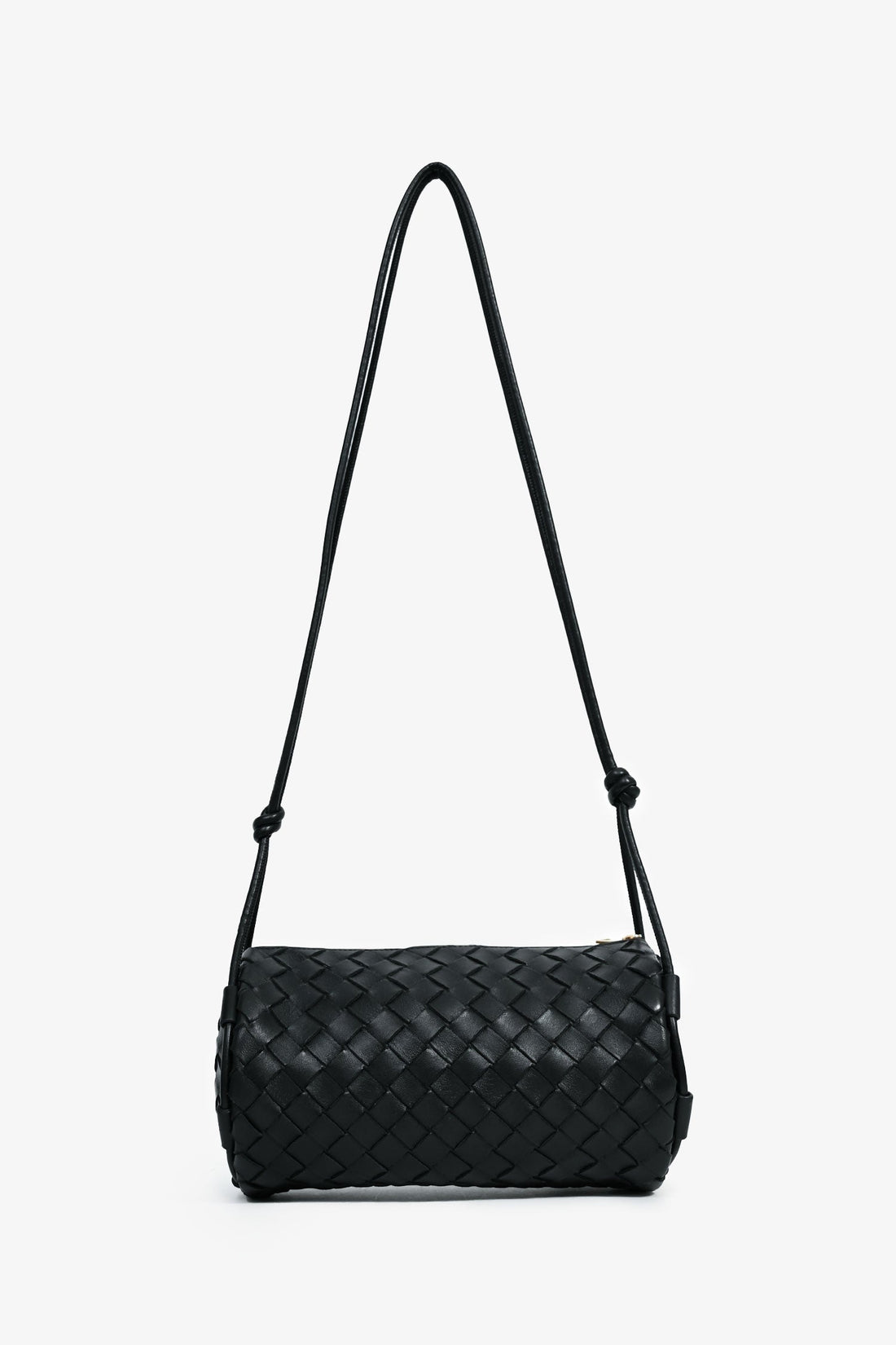 Bottega Veneta Black IntrESciato Leather Barrel Shoulder Bag