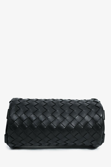 Bottega Veneta Black IntrESciato Leather Barrel Shoulder Bag