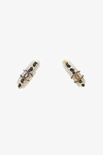 Chanel™ Crystal Lambskin CC Chain Hoop Earrings