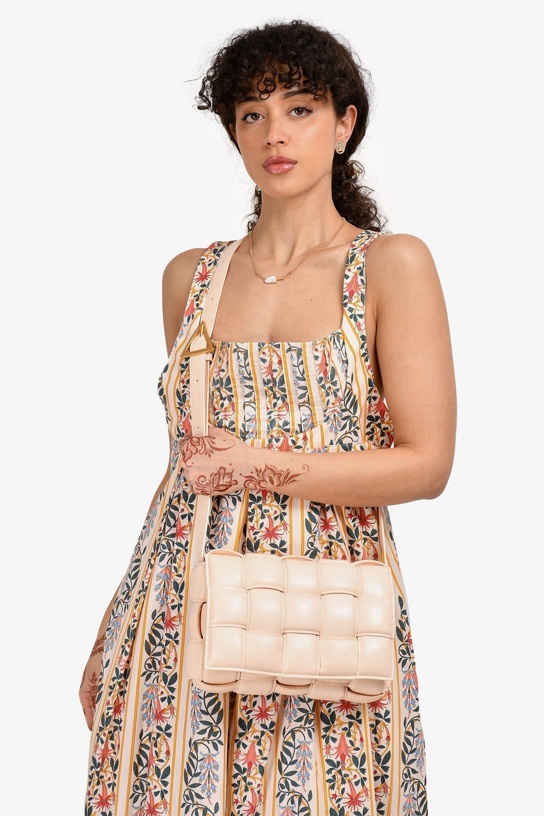 Bottega Veneta Light Pink Leather Padded CaESette CroESbody