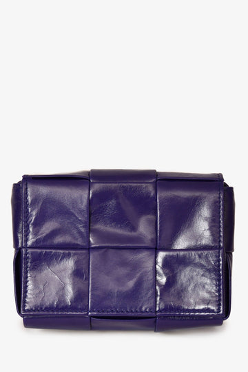 Bottega Veneta Purple Leather Mini CaESette CroESbody