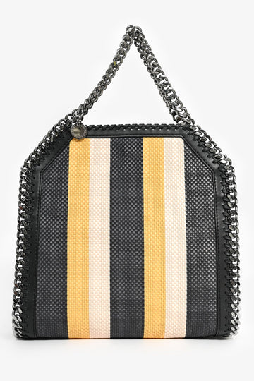 Stella McCartney Black/Yellow Striped Wicket Mini Chain Tote