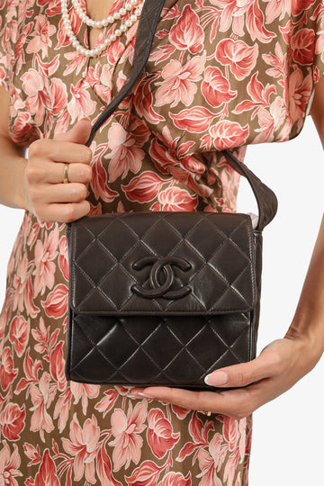 Chanel™ 1991-94 So Black Quilted Lambskin Leather CC Shoulder Bag