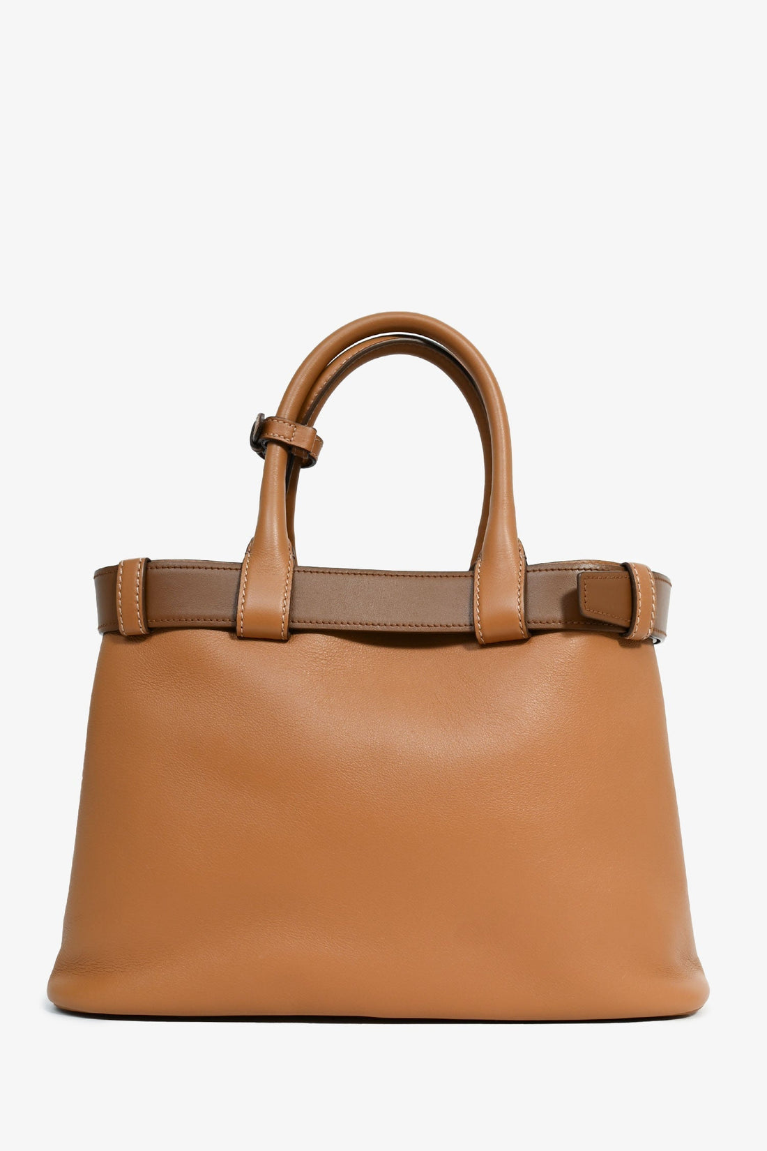 Prada Brown Leather Belt Top Handle Petite Bag with Strap