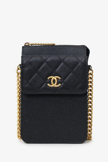 Chanel™ 2019-20 Black Caviar Leather CroESbody Phone Holder