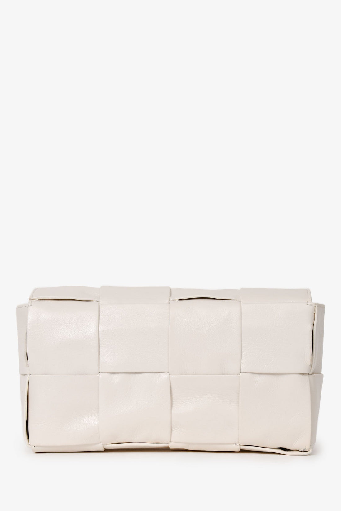 Bottega Veneta White Leather IntrESciato Small CaESette Belt Bag
