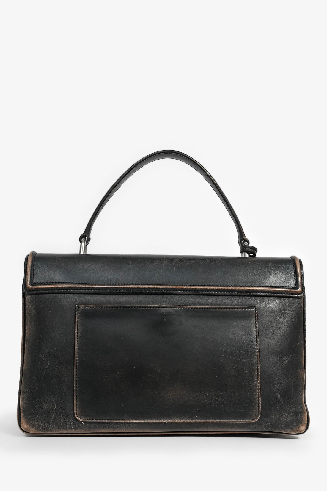 Prada DistreESed Brown Vitello Daino Flap Top Handle