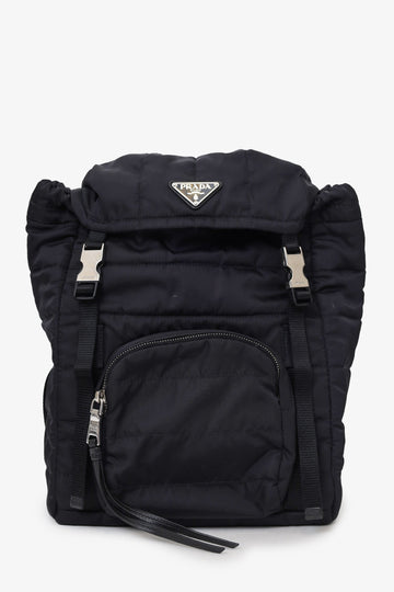 Prada Quilted Tessuto Nylon Double Buckle Backpack