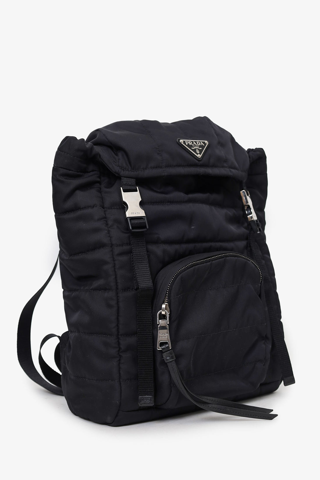 Prada Quilted Tessuto Nylon Double Buckle Backpack
