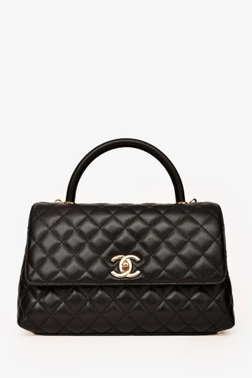 Chanel™ Black Caviar Leather Small Coco Handle with Strap