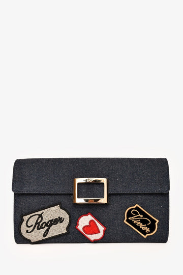 Roger Vivier Denim 'Viv' Envelope CroESbody