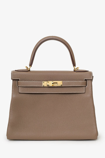 Hermès 2022 Etoupe Togo Leather Kelly II Retourne 28 with Strap