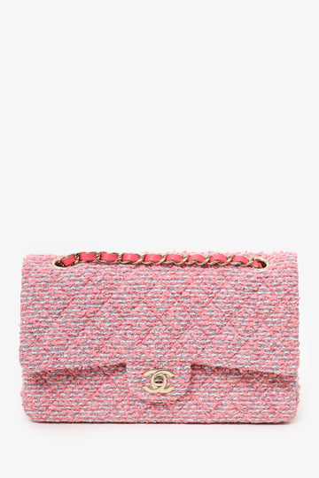 Chanel™ 2021 Pink Tweed Medium Flap Shoulder Bag
