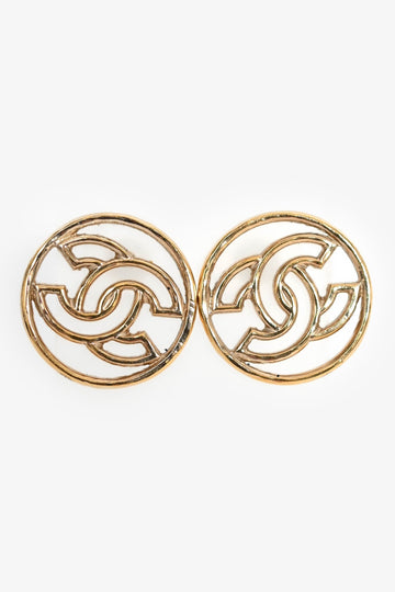 Chanel™ 2017 Gold Toned CC Round Studs