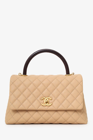 Chanel™ 2019-20 Beige Caviar Leather Small Coco Handle with Strap