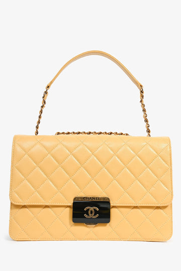 Chanel™ 2016-17 Yellow Quilted Leather Large Beauty Lock Chain Bag