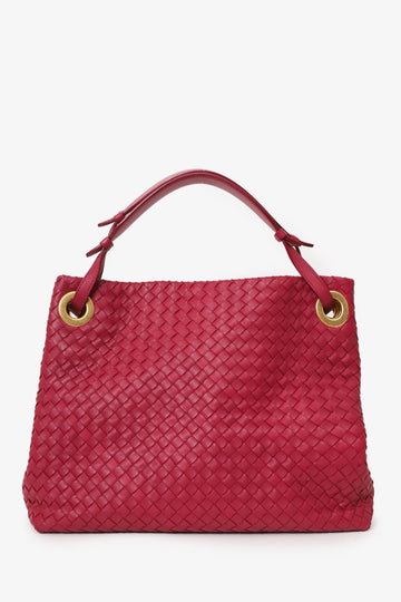 Bottega Veneta Red Nappa IntrSSciato Bella Tote