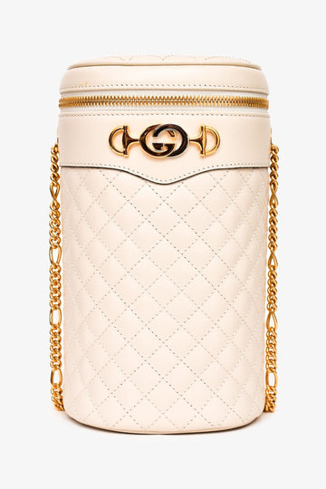 Gucci White Leather Trapuntata Zumi Crossbody Bag