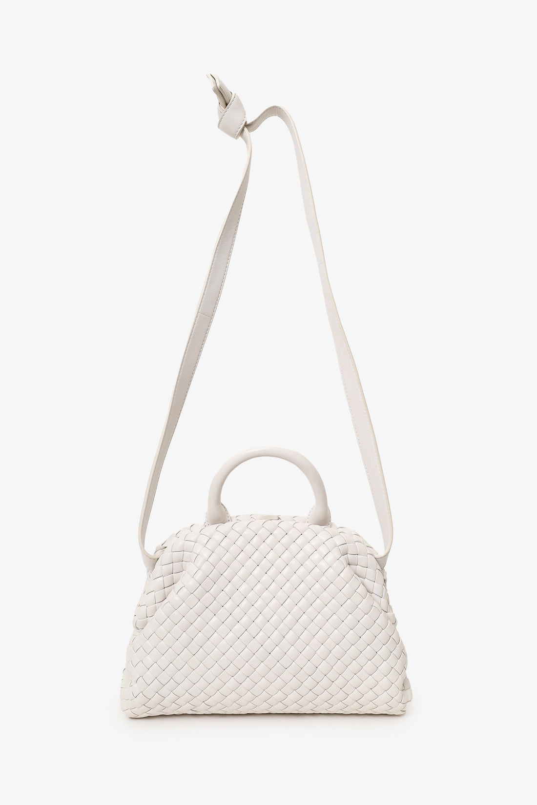Bottega Veneta White Nappa IntrSSciato Padded Medium Handle Bag