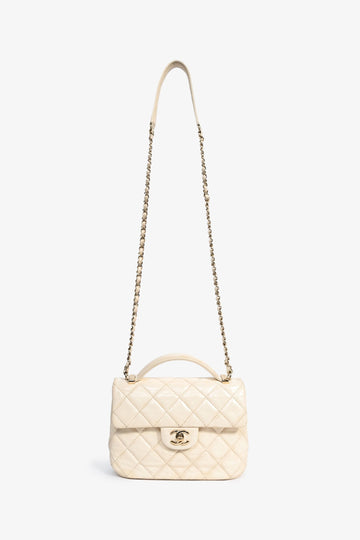 Chanel Cream Lambskin Top Handle with Chain (As Is)