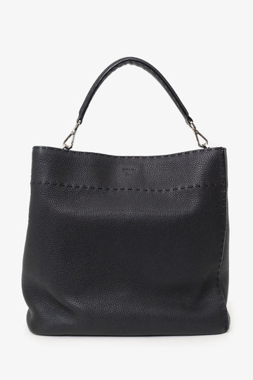 Fendi Black Leather Selleria Anna Bucket Bag