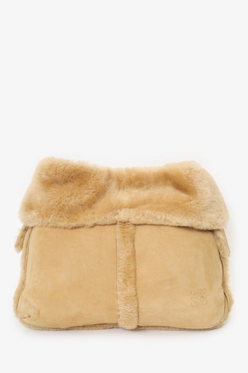 Loewe Beige Suede Shearling Boa Crossbody