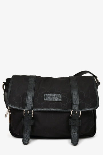 Gucci Black Nylon Monogram Messenger Bag