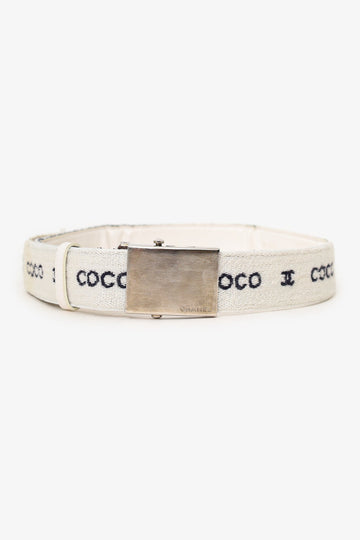 Chanel™ White Wool 'Coco CC' Belt (As Is)