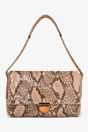 Stella McCartney Snakeskin Embossed Flap Shoulder Bag (As Is)