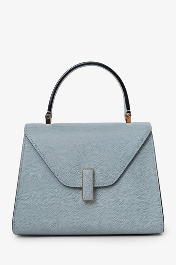 Valextra Light Blue Leather Mini Iside Top Handle Bag with Strap