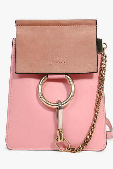 Chloe Pink Leather/Suede Mini Faye Bag