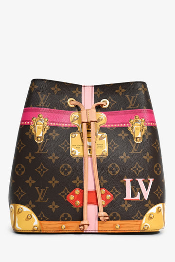 Louis Vuitton 2018 Monogram/Pink Logo 'Neo Noe' Bucket Bag with 2 Straps