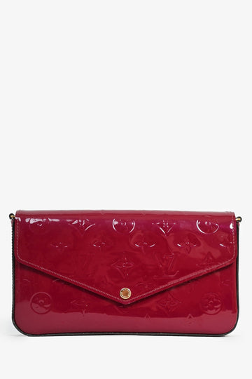 Louis Vuitton 2015 Burgundy Monogram Vernis 'FelSSie' Pochette on Chain with Inserts