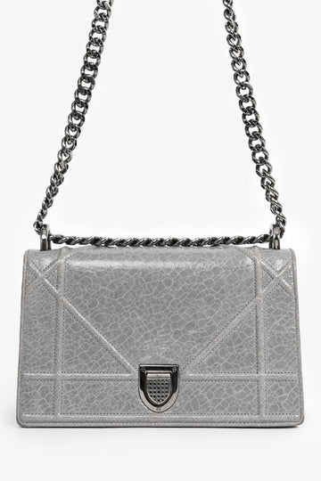 Christian Dior Grey Diorama Small Chain Shoulder Bag