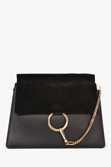 Chloe Black Leather Suede Medium Faye Bag