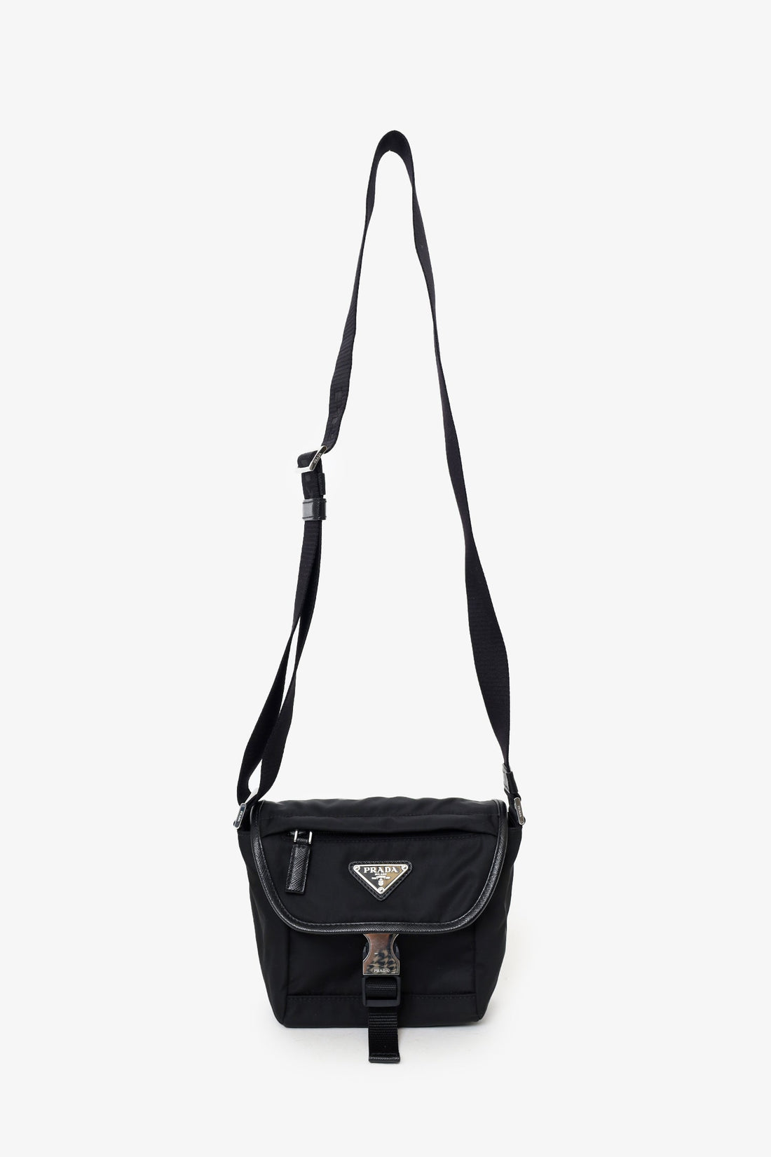 Prada Black Re-Nylon and Saffiano Leather Small Shoulder Bag