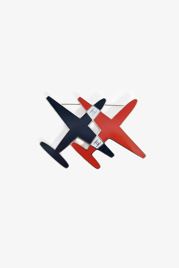 Chanel™ 2016 Silver Tone Blue/Red Enamel Airplane Brooch