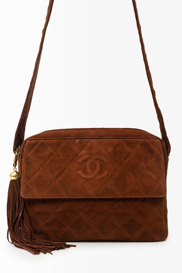 Chanel™ 1994-96 Brown Suede CC Tassel Crossbody Bag
