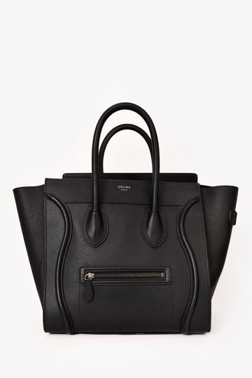 Celine Black Grained Leather Mini Luggage Tote (As Is)