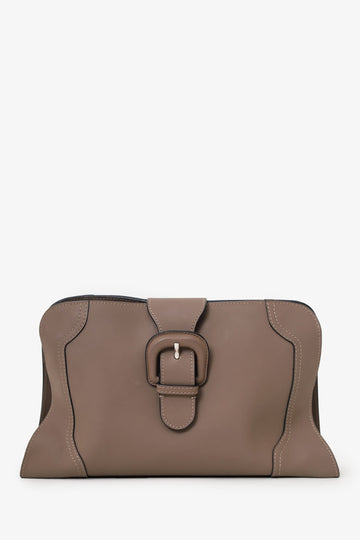 Marni Taupe Leather Buckle Clutch