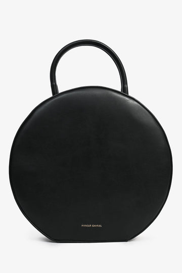 Mansur Gavriel Black Leather Large Round Zippy Top Handle Bag
