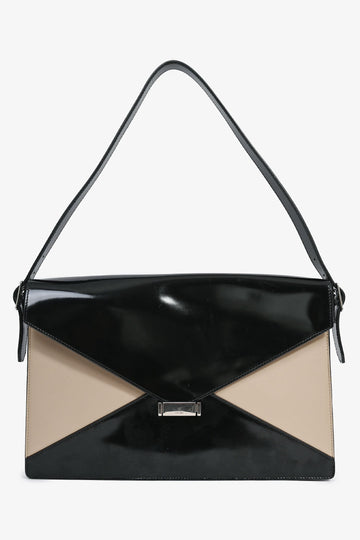 Celine Black/Brown Patent Leather Diamond Shoulder Bag