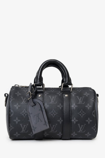 Louis Vuitton Black Monogram SSlipse Keepall Bandoulière 25 with Strap