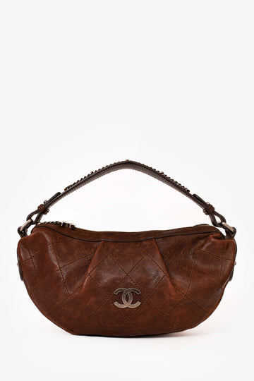 Chanel™ 2005/2006 Brown Caviar Outdoor Ligne Small Hobo Bag