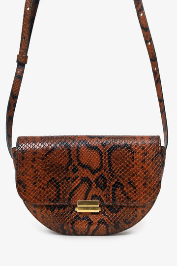 Wandler Brown/Black Croc Embossed Leather Crossbody