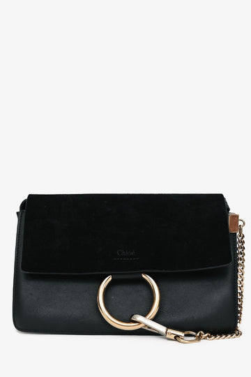 Chloe Black Leather/Suede Small Faye Shoulder Bag